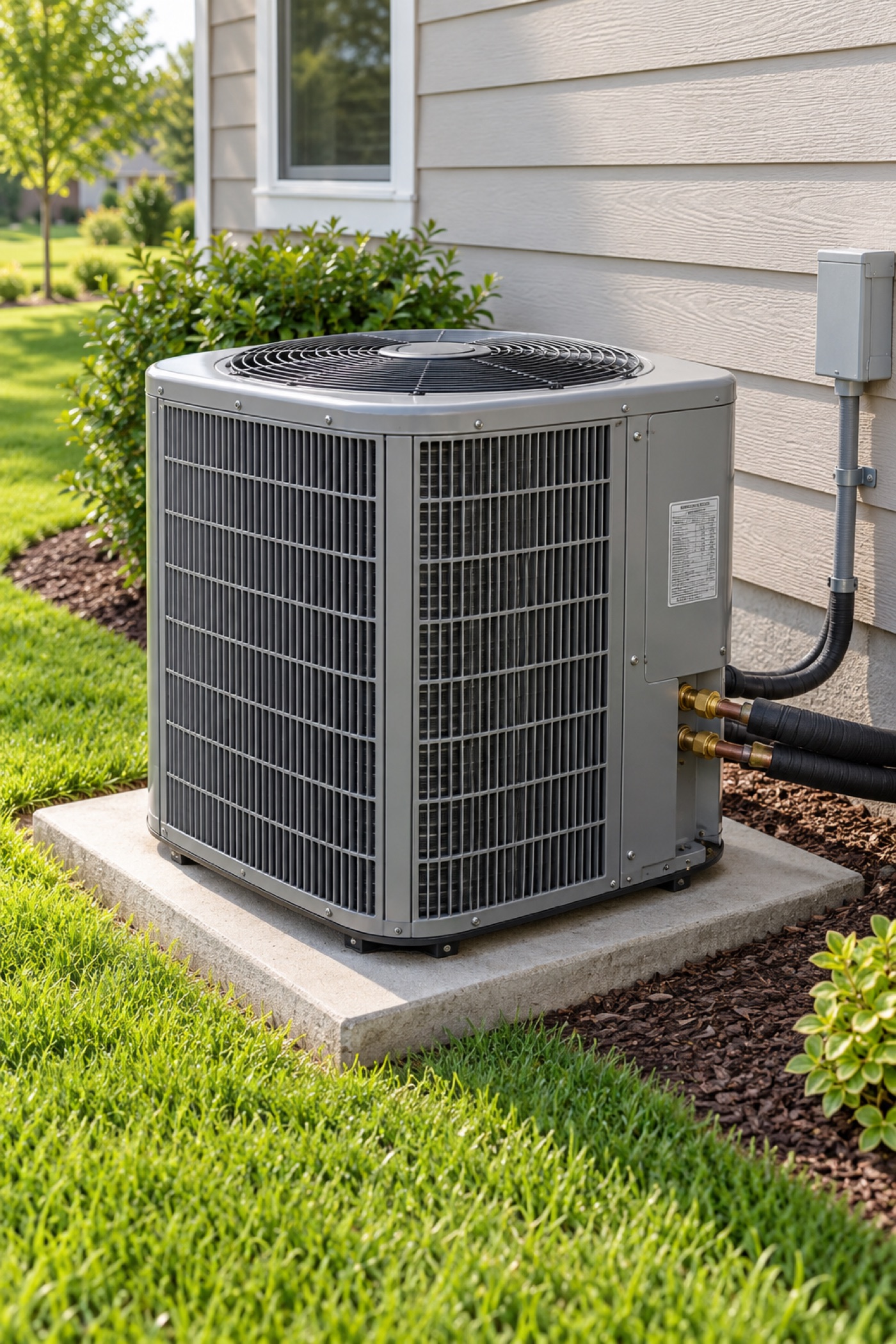 Air conditioner with the rating label location marked