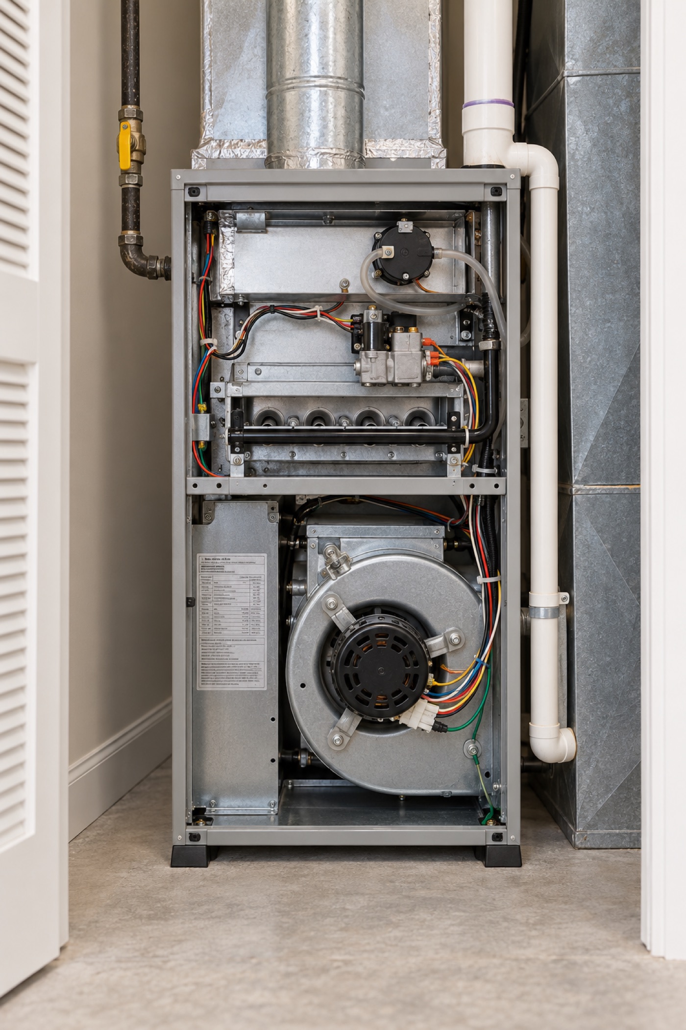 Furnace with the rating label location marked